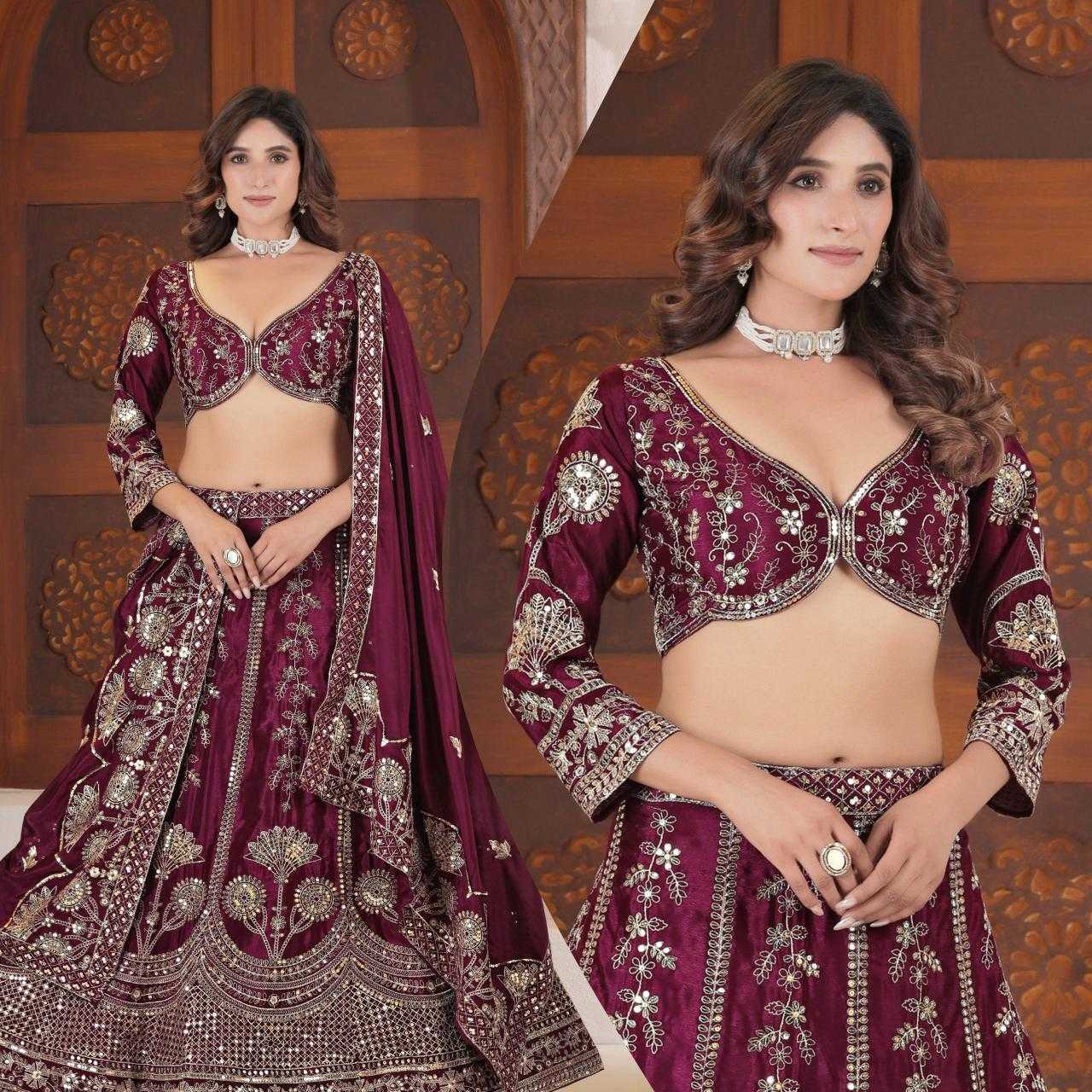 Chinon Silk Designer Sequins Lehenga Outfits